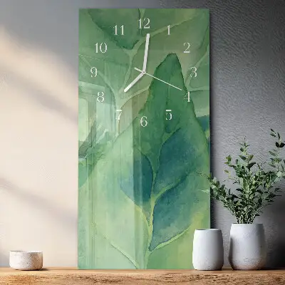 Horloge murale en verre rectangulaire Feuilles