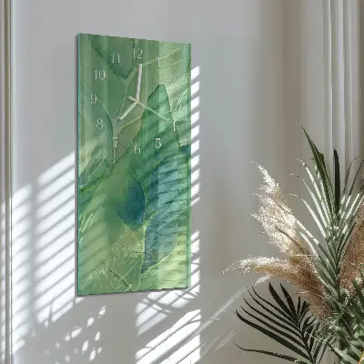 Horloge murale en verre rectangulaire Feuilles