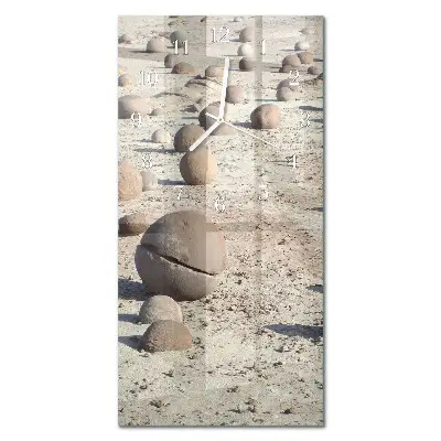 Horloge murale en verre rectangulaire Galets de plage