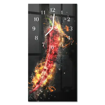 Horloge murale en verre rectangulaire Piment fort