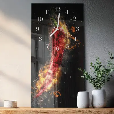Horloge murale en verre rectangulaire Piment fort