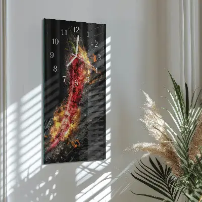 Horloge murale en verre rectangulaire Piment fort