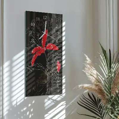 Horloge murale en verre rectangulaire Fleurs