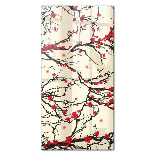 Horloge murale en verre rectangulaire Motif floral