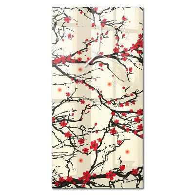 Horloge murale en verre rectangulaire Motif floral