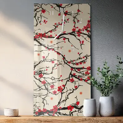 Horloge murale en verre rectangulaire Motif floral