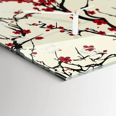 Horloge murale en verre rectangulaire Motif floral