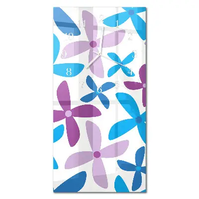 Horloge murale en verre rectangulaire Fleurs hawaïennes