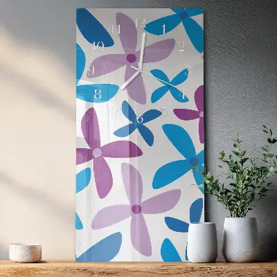 Horloge murale en verre rectangulaire Fleurs hawaïennes