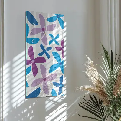 Horloge murale en verre rectangulaire Fleurs hawaïennes