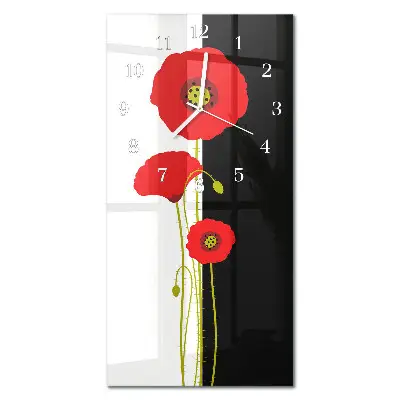 Horloge murale en verre rectangulaire Têtes de pavot