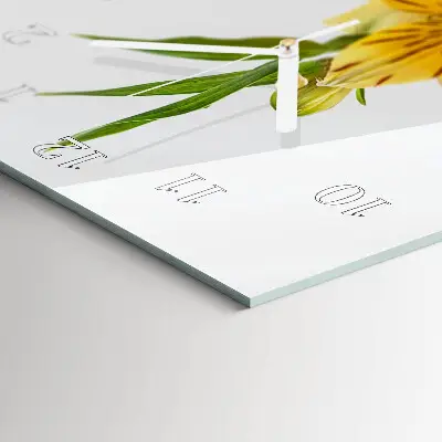 Horloge murale en verre rectangulaire Fleurs jaunes