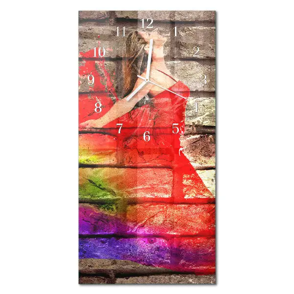 Horloge murale en verre rectangulaire Brique