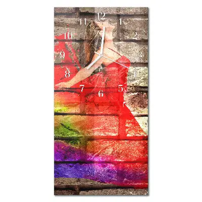 Horloge murale en verre rectangulaire Brique