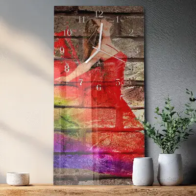 Horloge murale en verre rectangulaire Brique