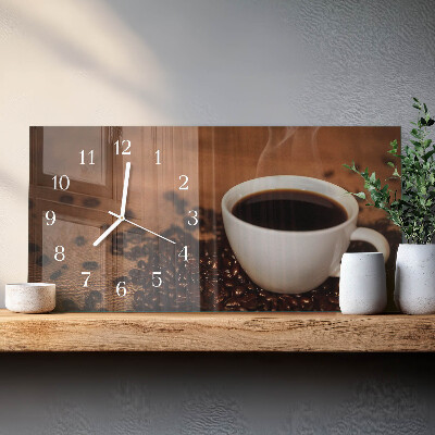 Horloge murale horizontale Infusion de café chaud