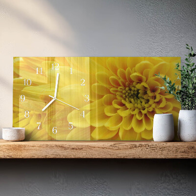 Horloge murale horizontale Chrysanthèmes