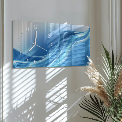 Horloge murale horizontale Vagues bleues