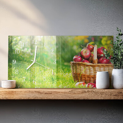 Horloge murale horizontale Panier de pommes