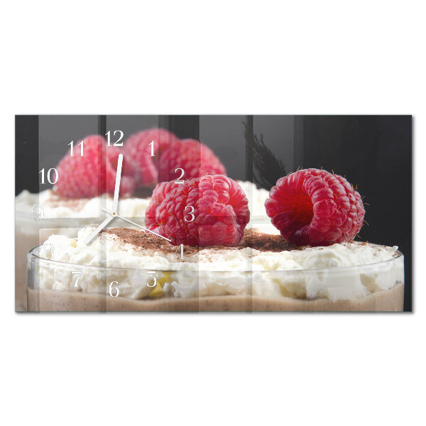 Horloge murale horizontale Dessert aux framboises