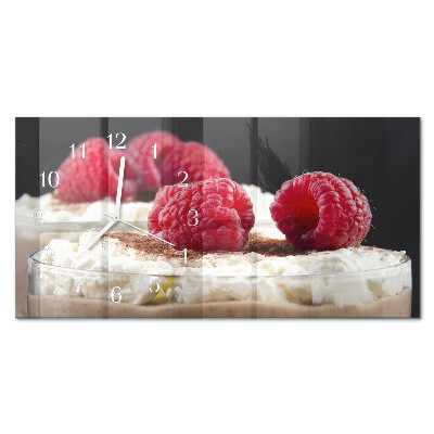 Horloge murale horizontale Dessert aux framboises