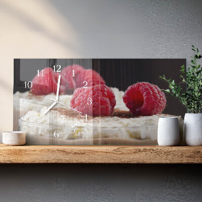 Horloge murale horizontale Dessert aux framboises
