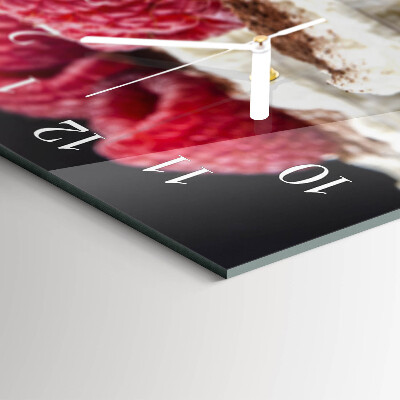 Horloge murale horizontale Dessert aux framboises