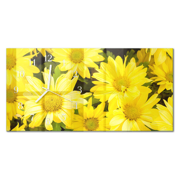 Horloge murale horizontale Fleurs jaunes