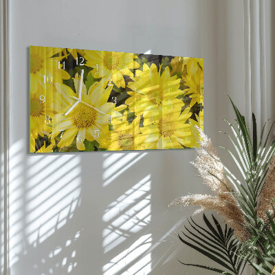 Horloge murale horizontale Fleurs jaunes