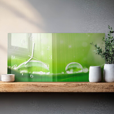 Horloge murale horizontale Des gouttes sur une feuille