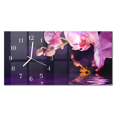 Horloge murale horizontale Orchidée