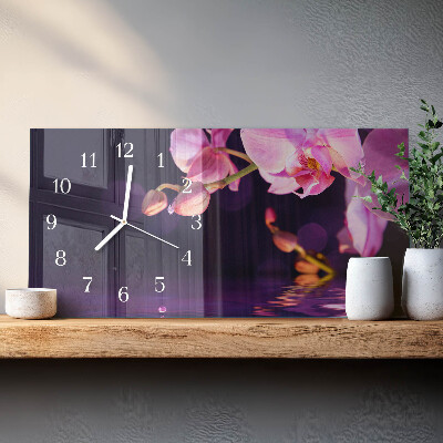 Horloge murale horizontale Orchidée