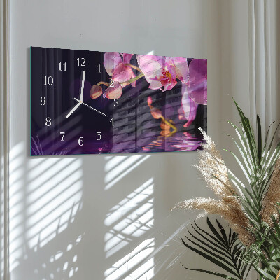 Horloge murale horizontale Orchidée