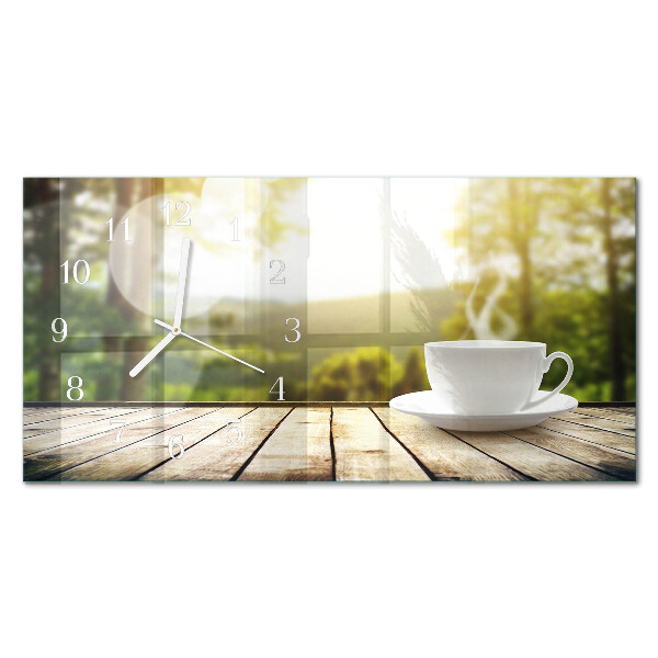 Horloge murale horizontale Une tasse de café