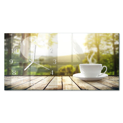 Horloge murale horizontale Une tasse de café