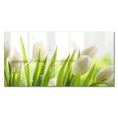 Horloge murale horizontale Tulipes blanches