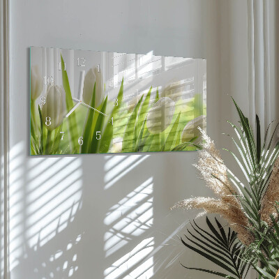 Horloge murale horizontale Tulipes blanches