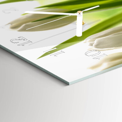 Horloge murale horizontale Tulipes blanches