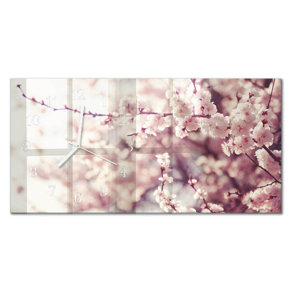 Horloge murale horizontale Fleurs de cerisier