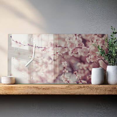 Horloge murale horizontale Fleurs de cerisier