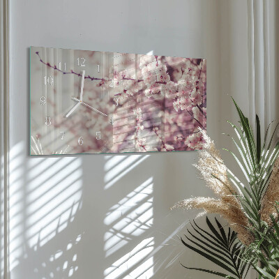 Horloge murale horizontale Fleurs de cerisier
