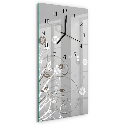 Horloge verticale en verre Fleurs