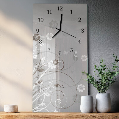 Horloge verticale en verre Fleurs
