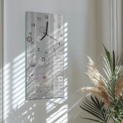Horloge verticale en verre Fleurs