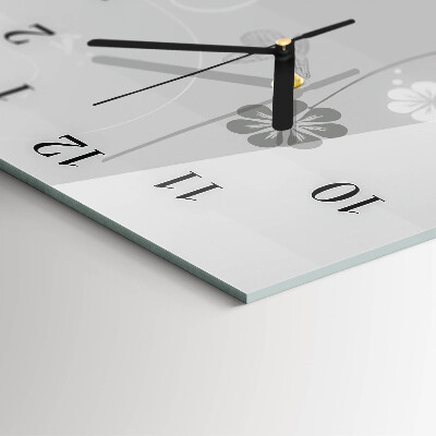 Horloge verticale en verre Fleurs