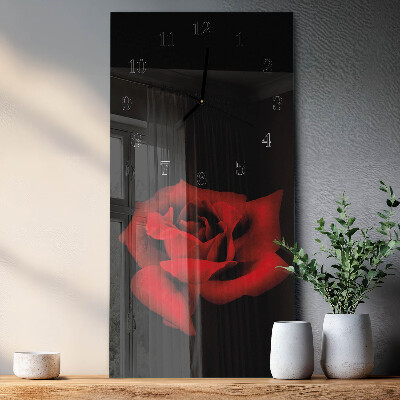 Horloge verticale en verre Rose