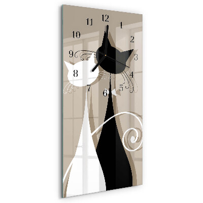 Horloge verticale en verre Chats