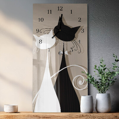 Horloge verticale en verre Chats