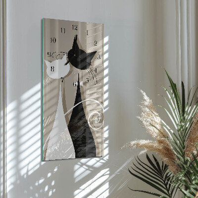 Horloge verticale en verre Chats