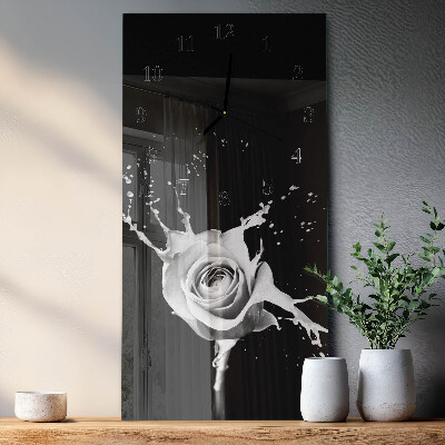Horloge verticale en verre Rose